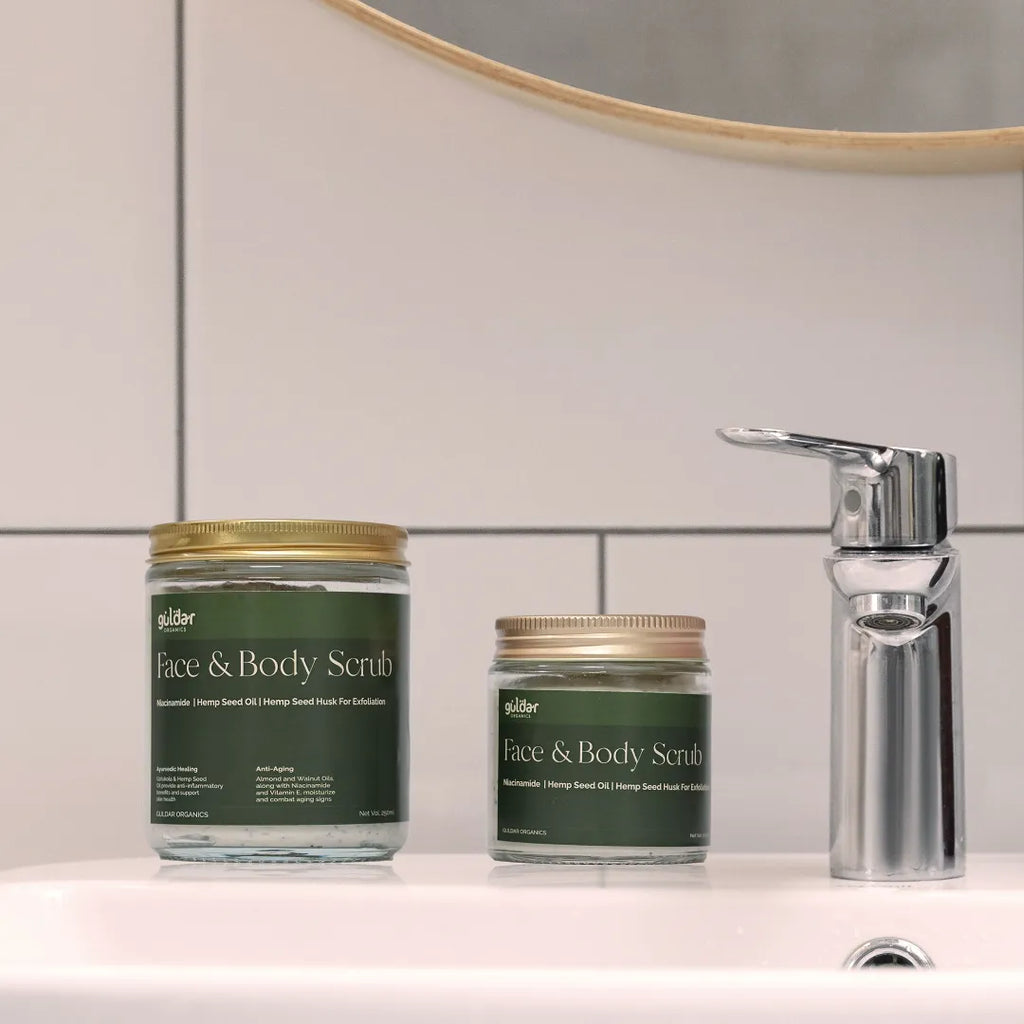 Ayurvedic Exfoliating Face & Body Scrub with Hemp Seed Oil and Niacinamide