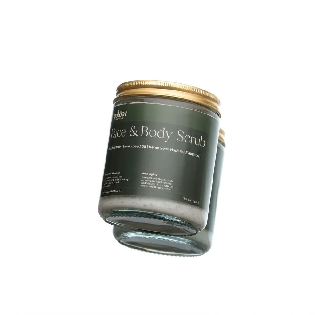 Ayurvedic Exfoliating Face & Body Scrub with Hemp Seed Oil and Niacinamide