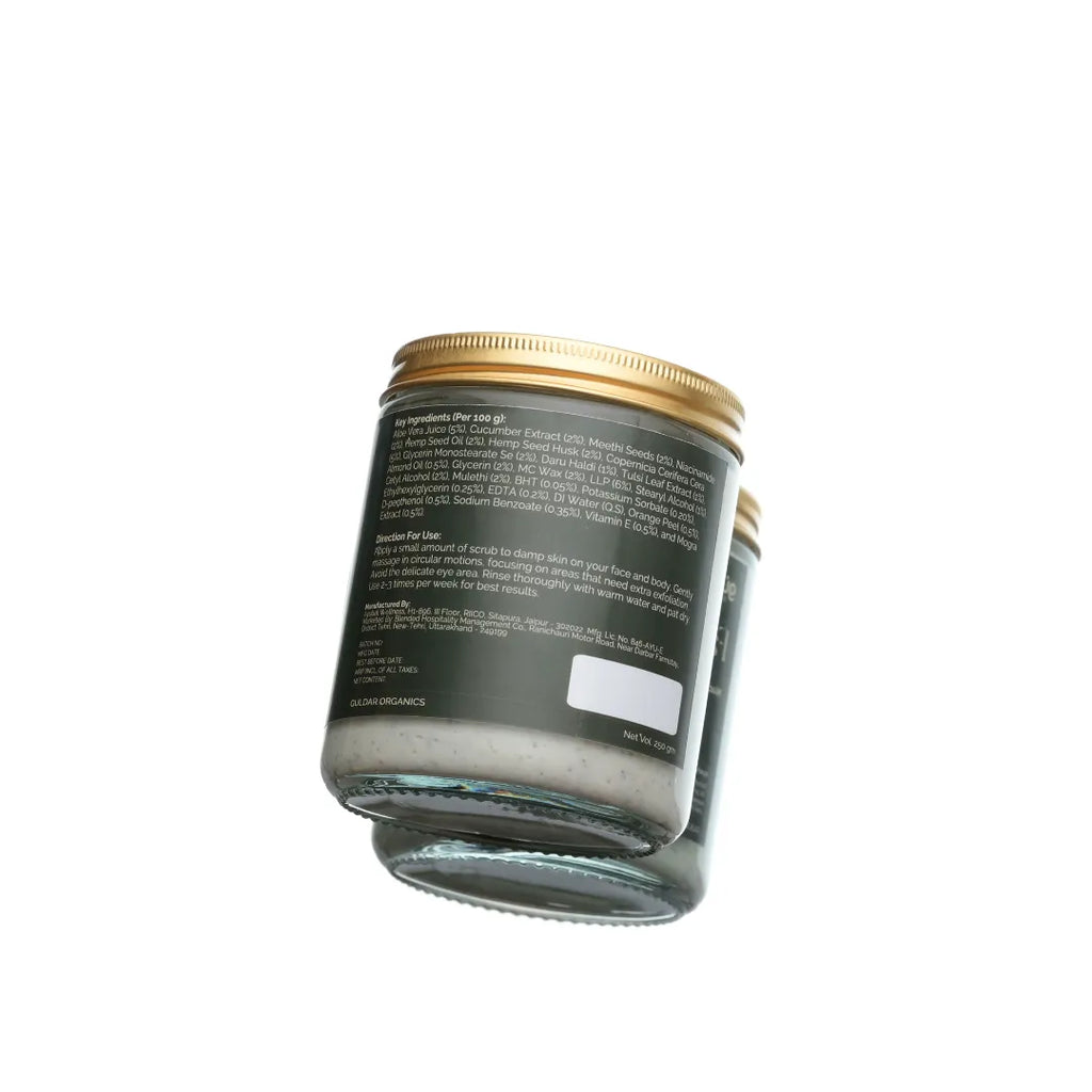 Ayurvedic Exfoliating Face & Body Scrub with Hemp Seed Oil and Niacinamide